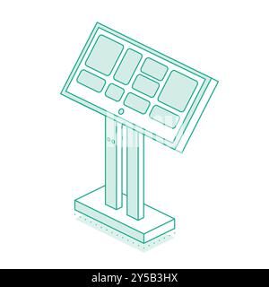 Isometric interactive kiosk. Self service terminal in subway or on train station isolated on white background. Providing information. Vector illustrat Stock Vector