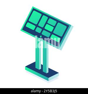 Isometric interactive kiosk. Self service terminal in bank or on train station isolated on white background. Providing information. Vector illustratio Stock Vector