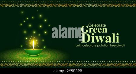 Vector illustration of Happy Green Diwali social media feed template Stock Vector