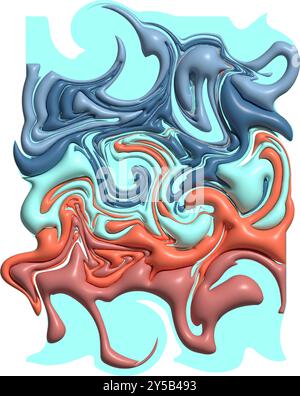 3d Swirling abstract design in blue, orange, and pink. Great for backgrounds, branding, posters, and digital art projects. Unique and vibrant. Stock Vector