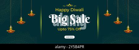 Vector illustration of Happy Diwali Sale social media feed template Stock Vector