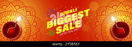 Vector illustration of Happy Diwali Sale social media feed template Stock Vector