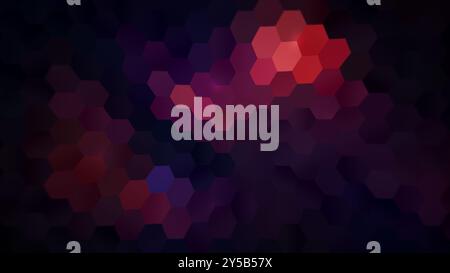 Bright and dark purple and red colored hexagons, vibrant abstract color gradient background. High resolution full frame modern background, copy space. Stock Photo