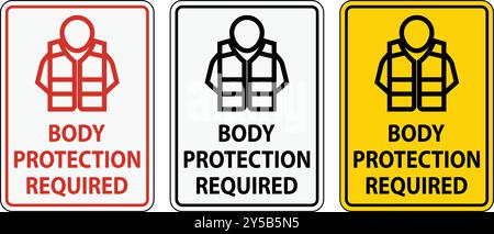 A clear safety sign indicating the mandatory use of body protection ...