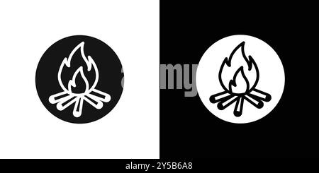 Campfire icon vector logo set collection or bundle pack group Stock Vector