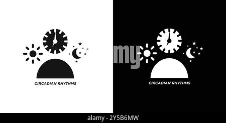 Circadian rhythms icon vector logo set collection or bundle pack group Stock Vector