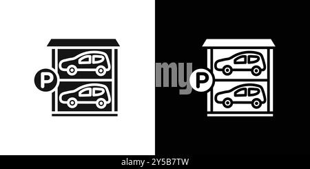 Multi Storey Parking icon vector logo set collection or bundle pack group Stock Vector