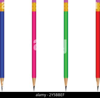 Set of realistic Pencils, wooden pencil, Stock Vector