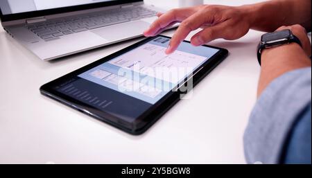 Online Digital E Invoice Statement On Laptop Stock Photo