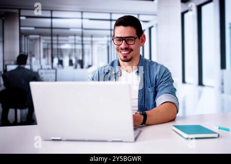 African American Business Man Director CEO. Computer Analyst Stock Photo