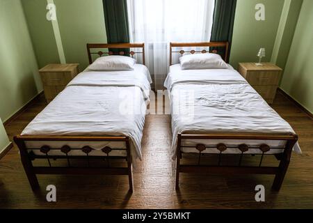 two beds room in local armenian guesthouse Stock Photo