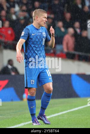 London, UK. 10th Sep, 2024. Jere Uronen of Finland during UEFA Nations League Group 2 match between England against Finland at Wembley stadium, London on 10th September, 2024 Credit: Action Foto Sport/Alamy Live News Stock Photo