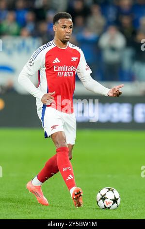 Bergamo, Italy. 19th Sep, 2024. Gabriel of Arsenal during the UEFA Champions League 2024/25 League Phase MD1 match between Atalanta BC and Arsenal FC at Gewiss Stadium on September 19, 2024 in Bergamo, Italy. Credit: Giuseppe Maffia/Alamy Live News Stock Photo