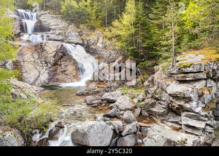 Sant Esperit waterfalls, Boi valley, National Park of Aiguestortes and Estany de Sant Maurici, Lleida, Spain Stock Photo