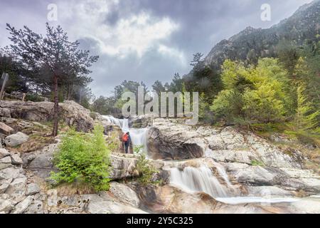 Sant Esperit waterfalls, Boi valley, National Park of Aiguestortes and Estany de Sant Maurici, Lleida, Spain Stock Photo