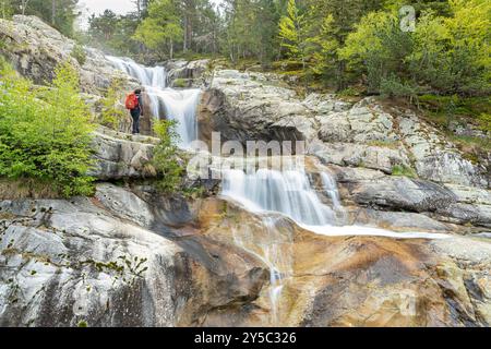 Sant Esperit waterfalls, Boi valley, National Park of Aiguestortes and Estany de Sant Maurici, Lleida, Spain Stock Photo