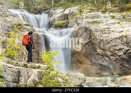 Sant Esperit waterfalls, Boi valley, National Park of Aiguestortes and Estany de Sant Maurici, Lleida, Spain Stock Photo