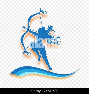 Vector illustration of lord Ram silhouette on transparent background Stock Vector