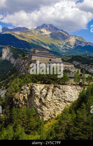 Fort Victor-Emmanuel of the Barrière de L'esseillon, Modane, France, seen from across the valley Stock Photo