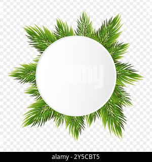 Vector illustration of fir branches with circle frame on transparent background Stock Vector