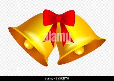 Vector illustration of Christmas bells on transparent background Stock Vector