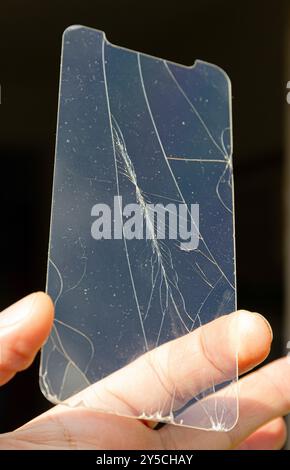 broken phone screen protector Stock Photo