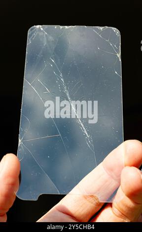 broken phone screen protector Stock Photo