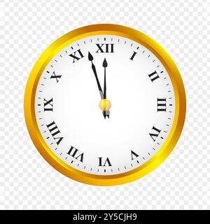 Vector illustration of Golden Clock on transparent background Stock Vector