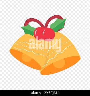 Vector illustration of Christmas bells on transparent background Stock Vector