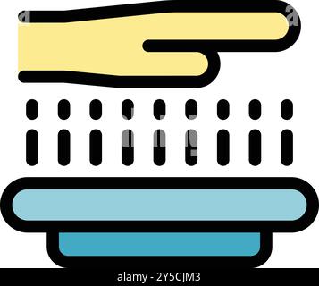 Hand hovering over an electronic fingerprint scanner, symbolizing security access control Stock Vector