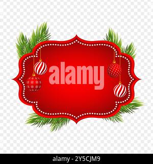 Vector illustration of frame with Christmas elements on transparent background Stock Vector