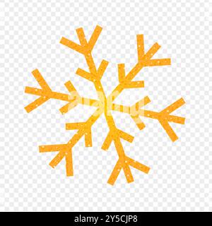Vector illustration of yellow snowflake on transparent background Stock Vector