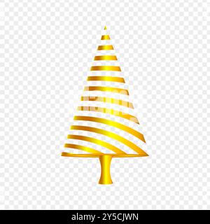 Vector illustration of golden abstract Christmas Tree on transparent background Stock Vector
