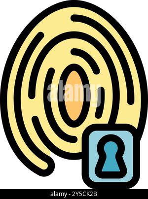 Fingerprint with keyhole showing concept of biometric security system providing personal data protection Stock Vector