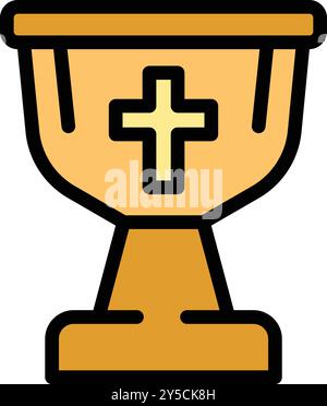 Golden chalice with a cross, symbolizing christian faith and the sacrament of communion Stock Vector