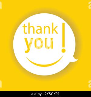 word Thank you in a bubble on a yellow background Stock Vector