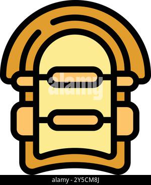 Yellow inflatable boat with two oars, top view, isolated on white background Stock Vector