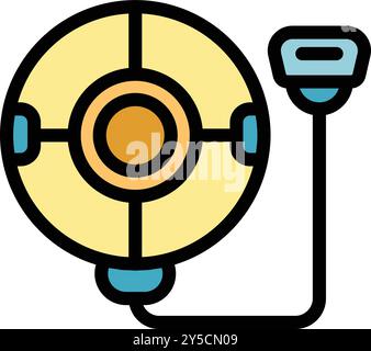 Robot using charging station icon, thin line style, suitable for future technology themes Stock Vector
