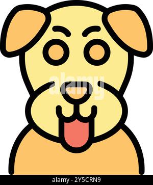 Yellow dog with its tongue sticking out, editable stroke icon Stock Vector