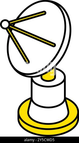 Simple line drawing of an antenna for a satellite, isometric illustration, Vector Illustration Stock Vector