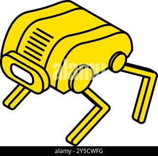 Simple line drawing of an unmanned spacecraft quadruped robot, isometric illustration, Vector Illustration Stock Vector