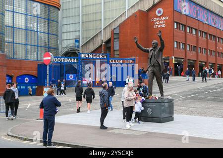 Glasgow, UK. 21st Sep, 2024. After several months playing home games at Hampden Park, Glasgow, Rangers returned to their home football stadium, Ibrox. The ibrox stadium had been under going renovation and because of construction delays, it was not suitable for supporters and football matches. The return is welcomed by many fans. Credit: Findlay/Alamy Live News Stock Photo