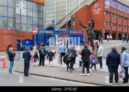 Glasgow, UK. 21st Sep, 2024. After several months playing home games at Hampden Park, Glasgow, Rangers returned to their home football stadium, Ibrox. The ibrox stadium had been under going renovation and because of construction delays, it was not suitable for supporters and football matches. The return is welcomed by many fans. Credit: Findlay/Alamy Live News Stock Photo