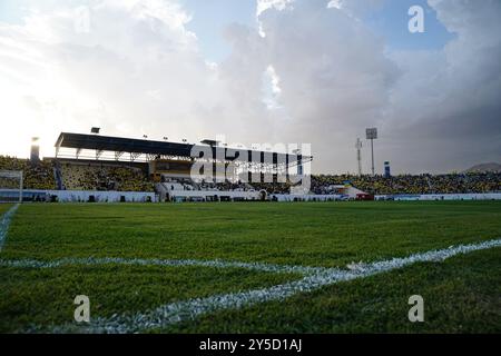 Duhok, Iraq. 20th Sep, 2024. A general view of Duhok International Stadium before the opening match of the Iraq Stars League between Duhok and Al-Zawraa clubs. Credit: SOPA Images Limited/Alamy Live News Stock Photo