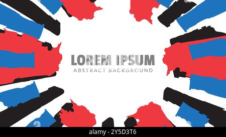 Circular frame red blue black grafitti with space center. South korea flag element. Abstract Background design template. Stock Vector