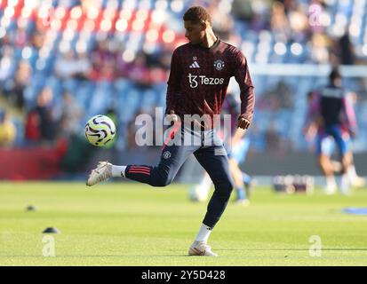 London, UK. 21st Sep, 2024. Manchester United's Marcus Rashford warms up before the Premier League match at Selhurst Park, London. Picture credit should read: Paul Terry/Sportimage Credit: Sportimage Ltd/Alamy Live News Stock Photo