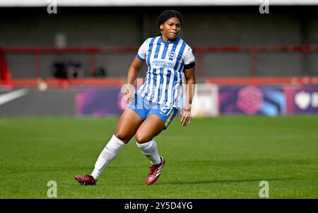 Crawley UK 21st September 2024 - Rachel McLaughlin of Brighton during the  Barclays  Women's Super League football match between Brighton & Hove Albion and Everton at The Broadfield Stadium in Crawley  : Credit Simon Dack /TPI/ Alamy Live News. Editorial use only. No merchandising. Stock Photo