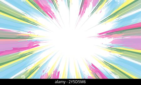Colorful Abstract Pastel Burst Radiating for center featuring white text space Stock Vector