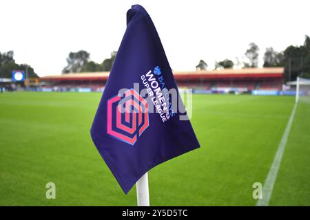 Crawley UK 21st September 2024 - The  Barclays  Women's Super League football match between Brighton & Hove Albion and Everton at The Broadfield Stadium in Crawley  : Credit Simon Dack /TPI/ Alamy Live News - Editorial use only. No merchandising. Stock Photo