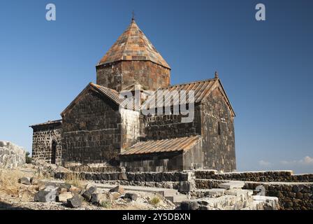 Ancient armenian church on lake sevan armenia Stock Photo